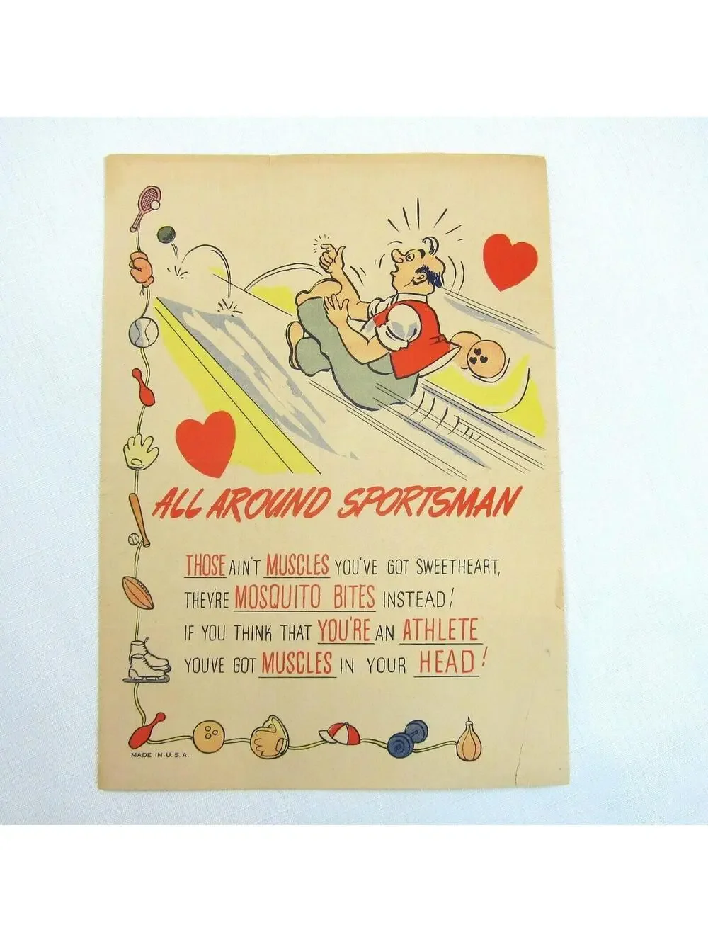 Vintage Vinegar Valentine Sportsman Penny Dreadful Sarcasm Insult Poem Ephemera